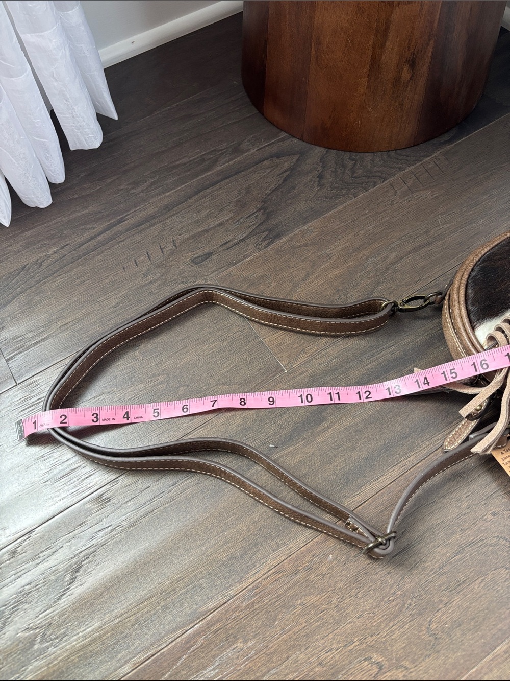 Tony Lama Genuine Leather accent,suede fringe.hair hide adjustable strap,canteen - Picture 10 of 13